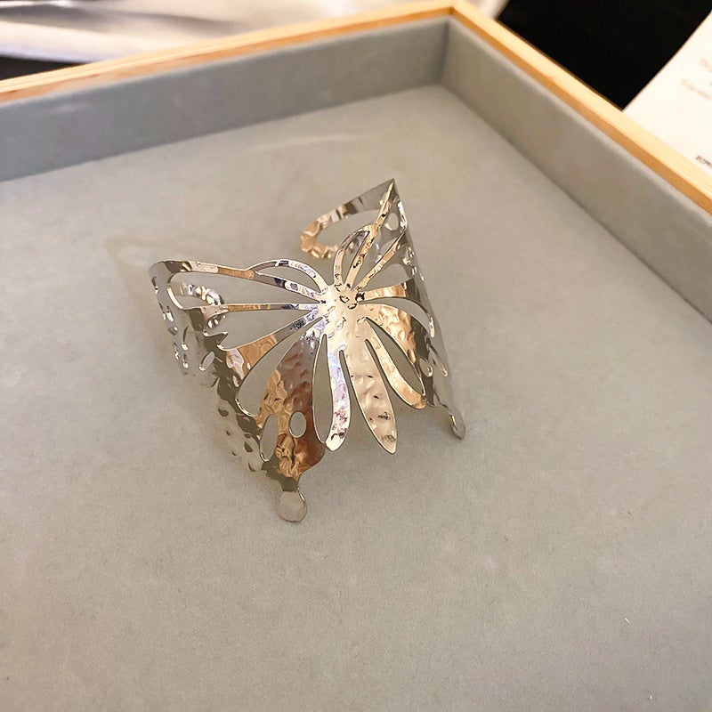 High-Grade Heavy Metal Butterfly Hollow Open Bracelet Arm Ring Personality Exaggerated Temperament Niche Jewelry Women - Image 1